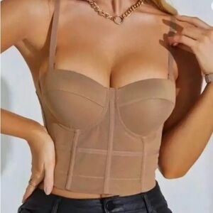 NWT-MICAS-BROWN BUSTIER TOP-SIZE XXS